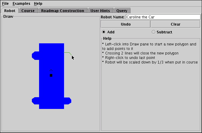 Drawing a car in the robot construction panel.