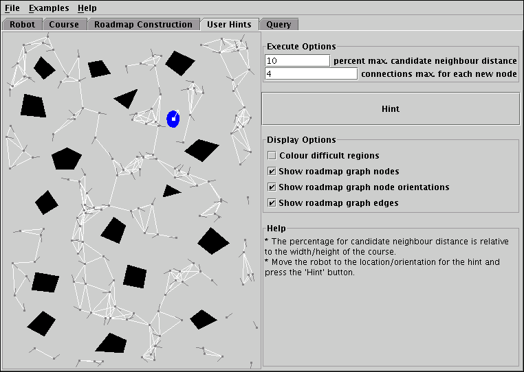 The user hints panel is a simpler version of the roadmap construction panel.